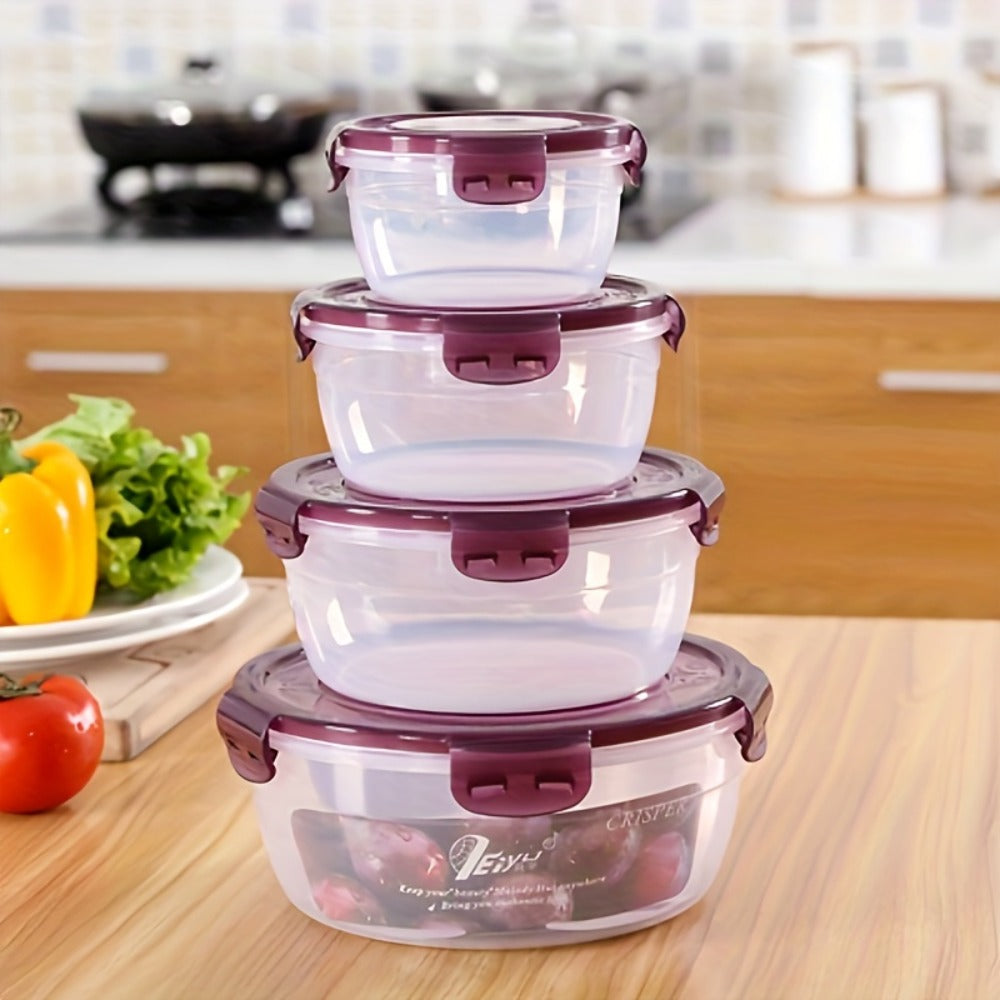 Food Storage Containers Three- or Four-Piece Stackable Refrigerator Box Set in Four Color Options