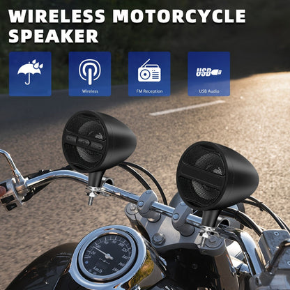Motorcycle Handlebar Speaker 12V Stereo Audio System with MP3 USB FM Radio Handlebar Mount for Off-Road Dirt Bike ATV Cruiser Waterproof