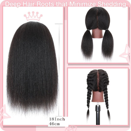 Mannequin Head with Hair 18 Inch Cosmetology Training Practice Doll Head | Hair Styling Cutting Braiding Clamp Holder Comb Clip Students