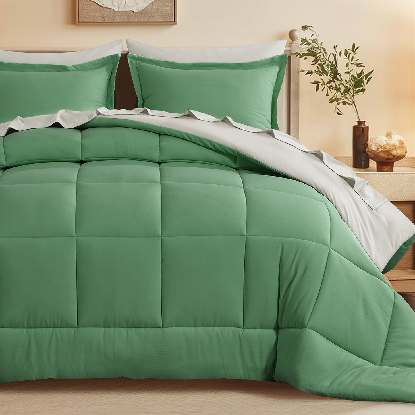 7 Piece Comforter Set Luxury Soft Fluffy Bedding All Season Bed in a Bag with Comforter Fitted Sheet Flat Sheet Pillowcases Hypoallergenic