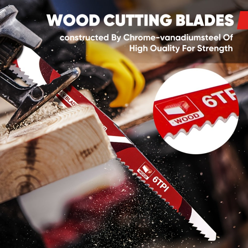 Reciprocating Saw Blades Set 34-Piece, Universal Fit Bi-Metal Blades for Metal & Wood Cutting, Demolition