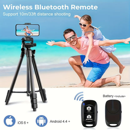 55 Inch Aluminum Tripod with Pistol Grip Head | Dual-Use Phone & Camera Travel Stand for iPhone Android DSLR Mirrorless Action Cam