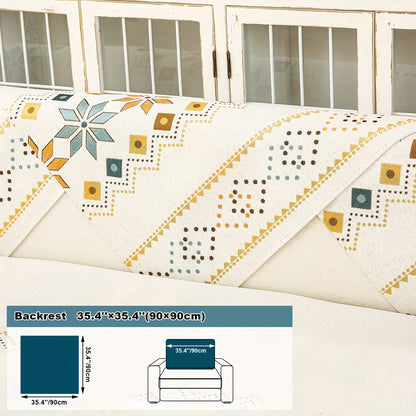 Sofa Cover Bohemian Border Panels for 2, 3 or 4-Seater Sofas and Backrest in Grey, White or Orange