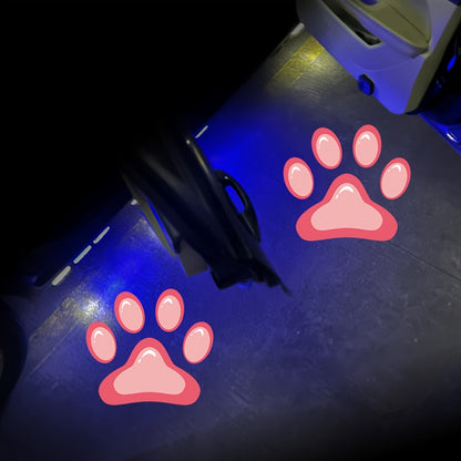 Two-Piece Car Door LED Projector Light Set with Paw-Print Pattern in Sky Blue, Pink or Amber