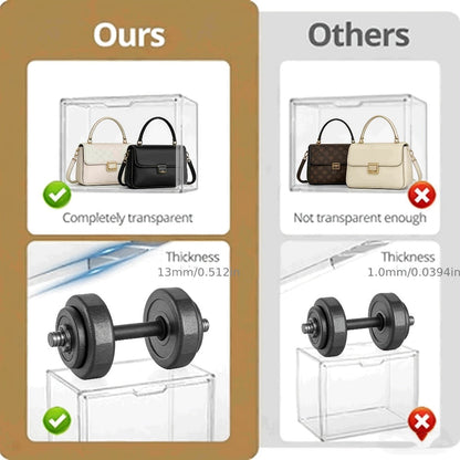 Clear Purse Organizer for Closet – Transparent Acrylic Handbag Display Case with Magnetic Door, Dustproof Stackable Storage Box for Purses