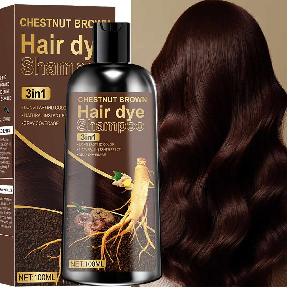 Plant Extract Hair Coloring Shampoo 100ml 3.38oz, Deep Scalp-Safe Gray & White Hair Coverage, Botanical Color