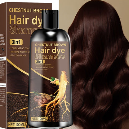 Plant Extract Hair Coloring Shampoo 100ml 3.38oz, Deep Scalp-Safe Gray & White Hair Coverage, Botanical Color