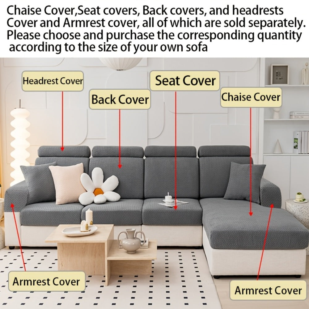 Sofa Cover Sectional Panel Options for Single to 4 Seats, Chaise, Armrest Pair or Backrest in Five Colors