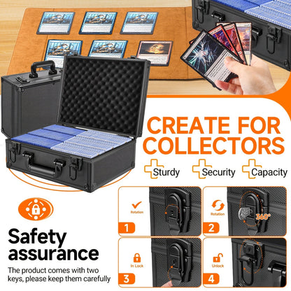 Trading Card Storage Box Topload Case – Fits 3x4 35PT Rigid Holders, 18 Colorful Dividers, 6 Foam Stoppers, Holds 600+ Cards