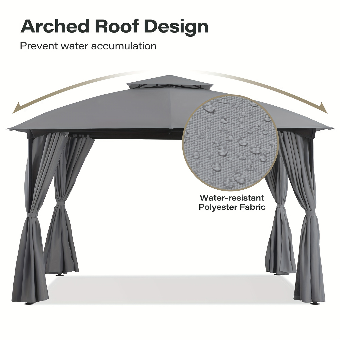 Gazebo Canopy Tent 10x10ft Arch Double Roof Mosquito Net Curtains for Garden, Yard and Pest Management