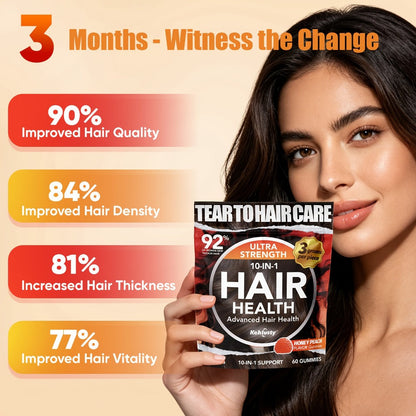 Biotin Gummies for Hair Growth & Thickness, 10-in-1 Formula with Vitamin C, Collagen, Zinc, Supports Hair