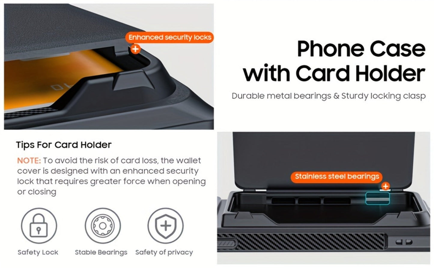 Phone Case Wallet with 4–5 Card Holder, Multi-Angle Stand and Sliding Lens Cover for Galaxy S24 Ultra