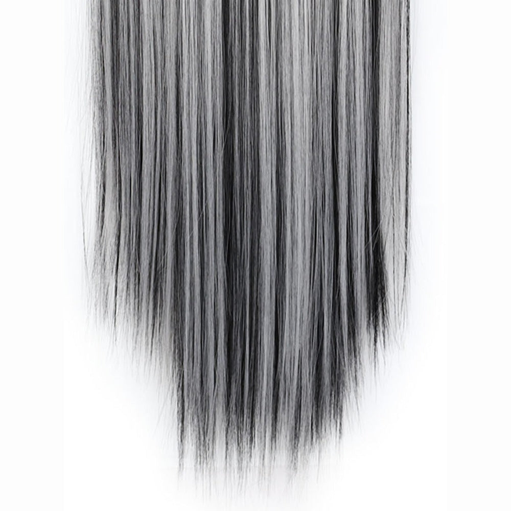 Space Gray Clip In Hair Extensions 6 Piece Set 24 Inch Heat Resistant Synthetic Fiber – Instant Length & Volume for Women | Daily Wear