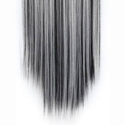 Space Gray Clip In Hair Extensions 6 Piece Set 24 Inch Heat Resistant Synthetic Fiber – Instant Length & Volume for Women | Daily Wear