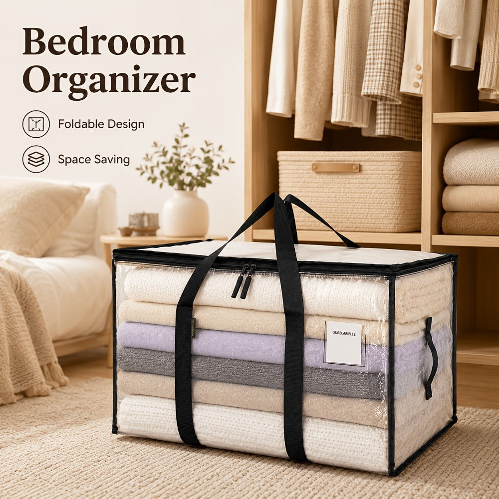 Moving Bags Set of 6, Oversized Storage Totes with Reinforced Handles & Snap-Close Lid, Space Saver Bags for Clothes
