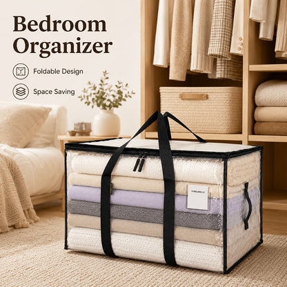 Moving Bags Set of 6, Oversized Storage Totes with Reinforced Handles & Snap-Close Lid, Space Saver Bags for Clothes