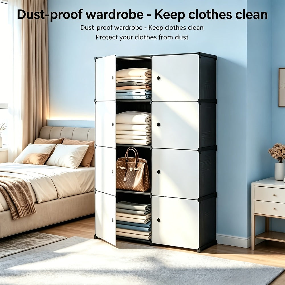 Storage Cabinet Modular Magnetic-Door Organizer with Three or Four Tiers and Two Capacity Options