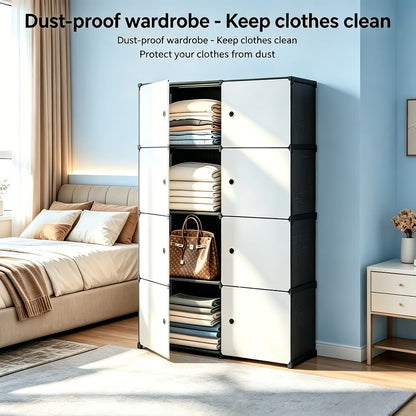 Storage Cabinet Modular Magnetic-Door Organizer with Three or Four Tiers and Two Capacity Options