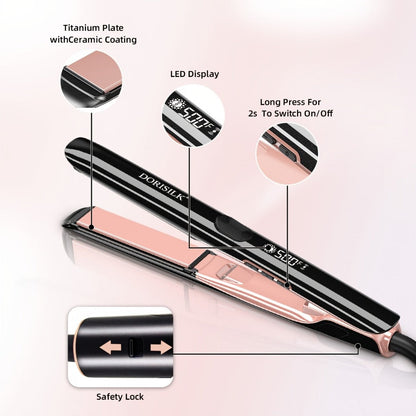 Plasma Ionic Hair Straightener with 500°F LCD Controls, 60-Minute Auto-Off and 1inch or Black Options