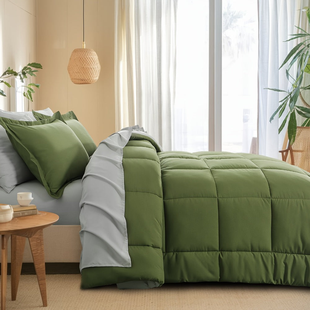 7 Piece Comforter Set Luxury Soft Fluffy Bedding All Season Bed in a Bag with Comforter Fitted Sheet Flat Sheet Pillowcases Hypoallergenic