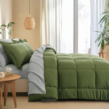 7 Piece Comforter Set Luxury Soft Fluffy Bedding All Season Bed in a Bag with Comforter Fitted Sheet Flat Sheet Pillowcases Hypoallergenic