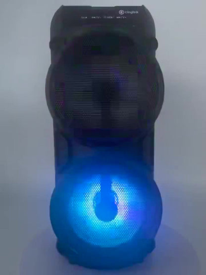 Portable Bluetooth Speaker 10-Inch Model with Dual 4-Inch Drivers, RGB Lights and FM Radio