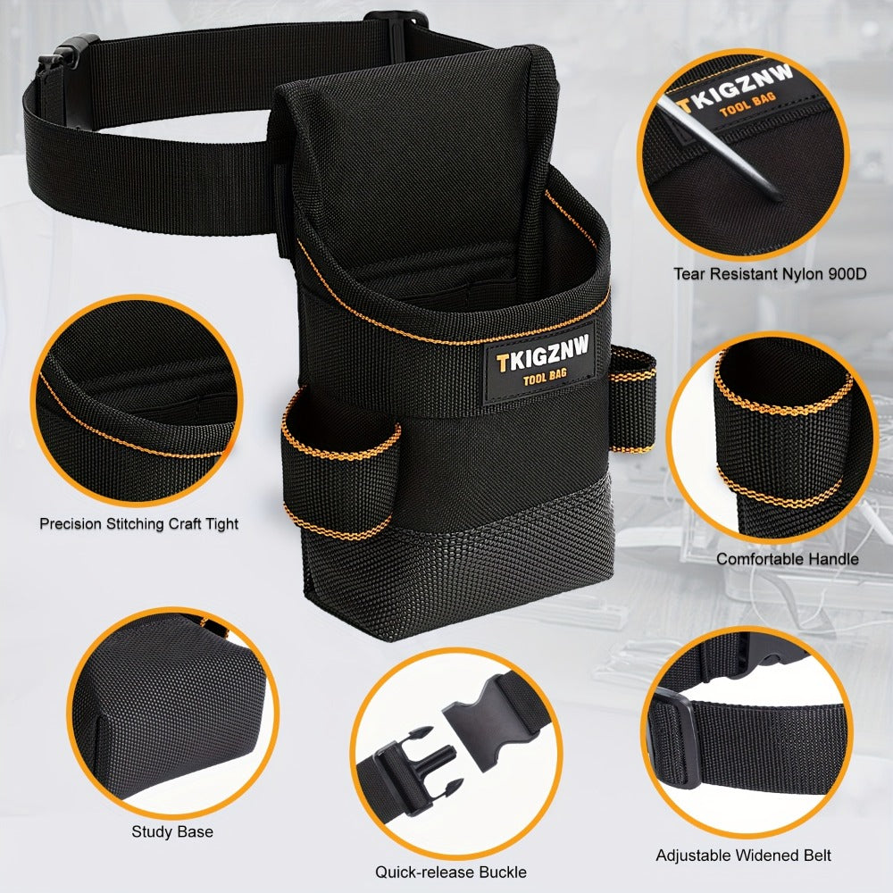 Tool Belt Pouch Heavy Duty Electrician | Adjustable Strap Multi-Compartment Organizer with Zipper | Professional Tool Bag for Plumbers