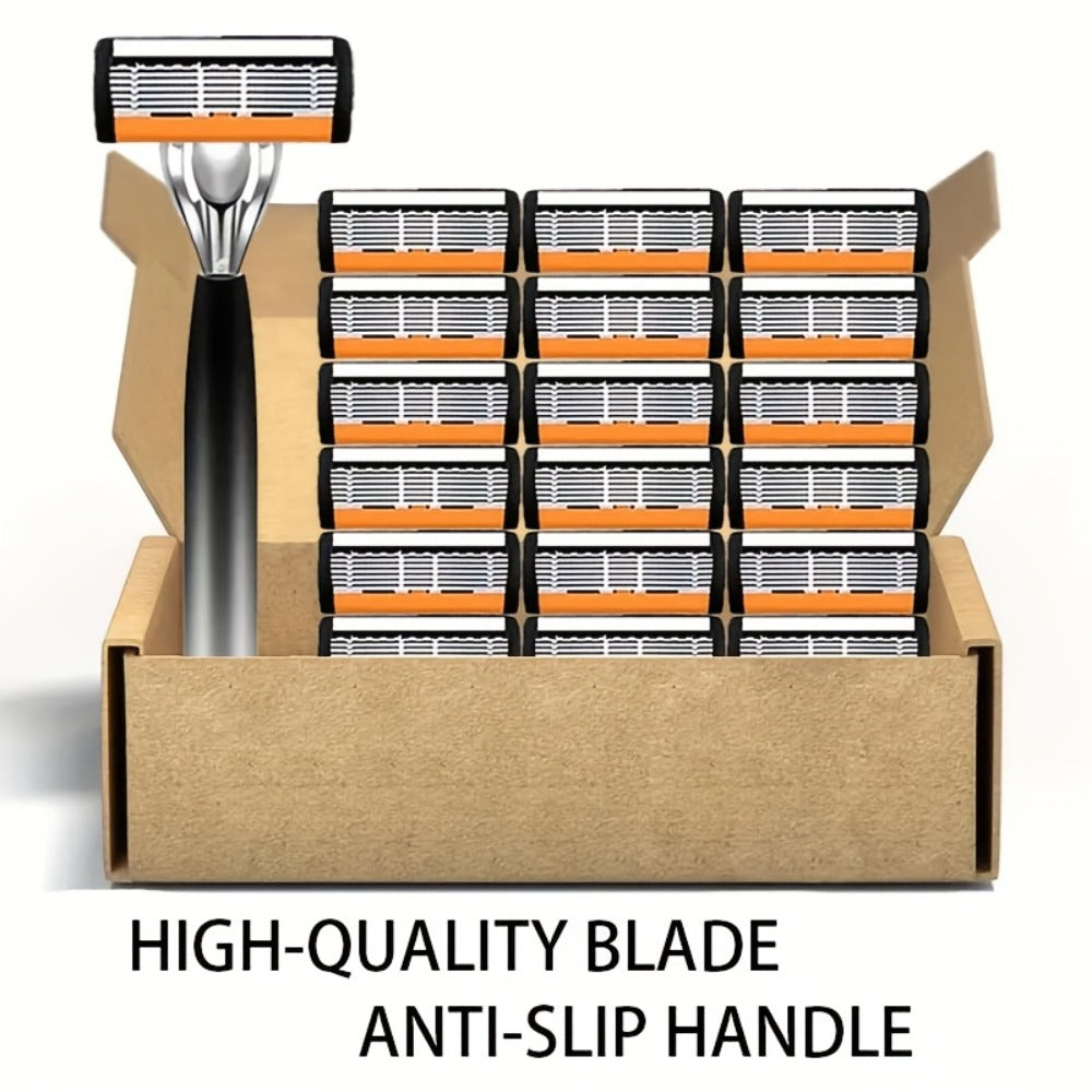 Safety Razor Set for Men 2 Anti-Slip Handles & 24 Ultra-Sharp Replaceable Stainless Steel Blades – Smooth Painless Close Shave