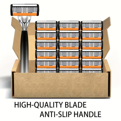 Safety Razor Set for Men 2 Anti-Slip Handles & 24 Ultra-Sharp Replaceable Stainless Steel Blades – Smooth Painless Close Shave