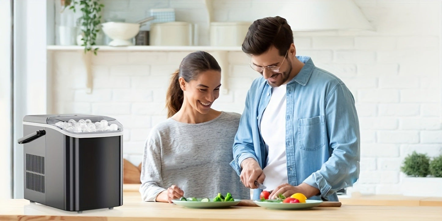 Countertop Bullet Ice Maker with 26.5 lb Daily Label, 9 Cubes per 6 Minutes, 1.5L Tank and Two Colors