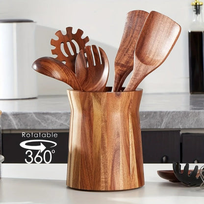 Utensil Holder & Chopstick Organizer – Wall-Mounted Wood Cutlery Storage, No Screws or Adhesive