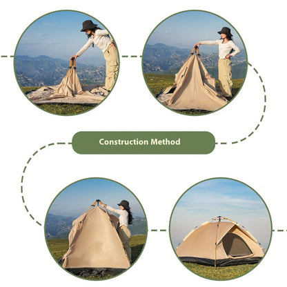 Camping Tent 4-Person Automatic Quick-Open with Two Doors and Earth-Yellow Model Options for Outdoor Camp Setup