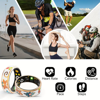 Women's Smart Ring Fitness & Sleep Tracker, Step, Distance & Calorie Monitor, Bluetooth 5.3, iOS & Android