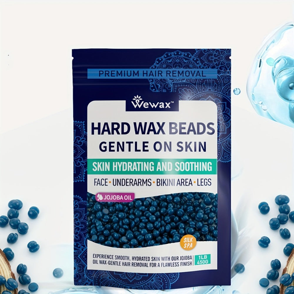 Hard Wax Beads 450g Brazilian Strong Adhesion No-Strip – Precision At-Home Waxing for Bikini Legs Underarms Arms Body Face