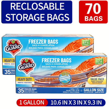 Reclosable Food Storage Bags Heavy Duty Ziplock Seal Fresh-Keeping Bags for Fruits Vegetables Grains Meat Kitchen Organizer Multiple Sizes