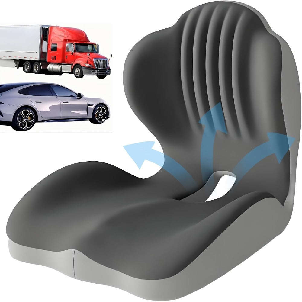 Memory Foam Seat Cushion Ergonomic with Back Support & Breathable Hollow Design – Comfortable Chair Pad for Office, Car Seat & Long Sitting