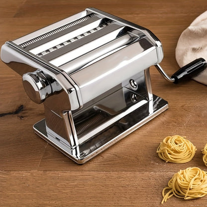 Manual Pasta Maker Machine Stainless Steel, Hand Crank Pasta Roller for Spaghetti Fettuccine Lasagne Noodles