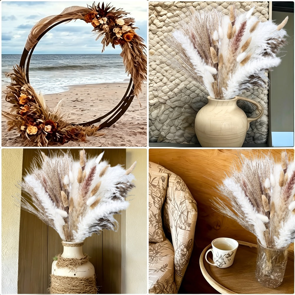 Dried Pampas Grass Decor Bouquet – Natural Fluffy Pampas Stems for Boho Wedding Centerpiece, Living Room Vase Filler, Nursery & Home Decor