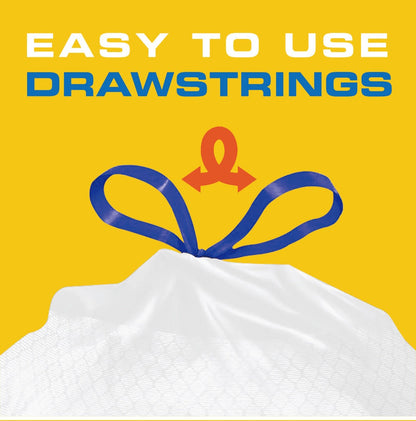 Drawstring Trash Bags 13 Gallon, 150 Count (3 Rolls) Tall Kitchen Garbage Bags with Odor Eliminator Technology, Lemon Mint Scent