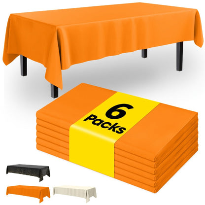 Disposable Tablecloths 54x108 Inch Rectangle Plastic Table Cover PEVA Party Table Cloth 6 Pack for Birthday Picnic Holiday