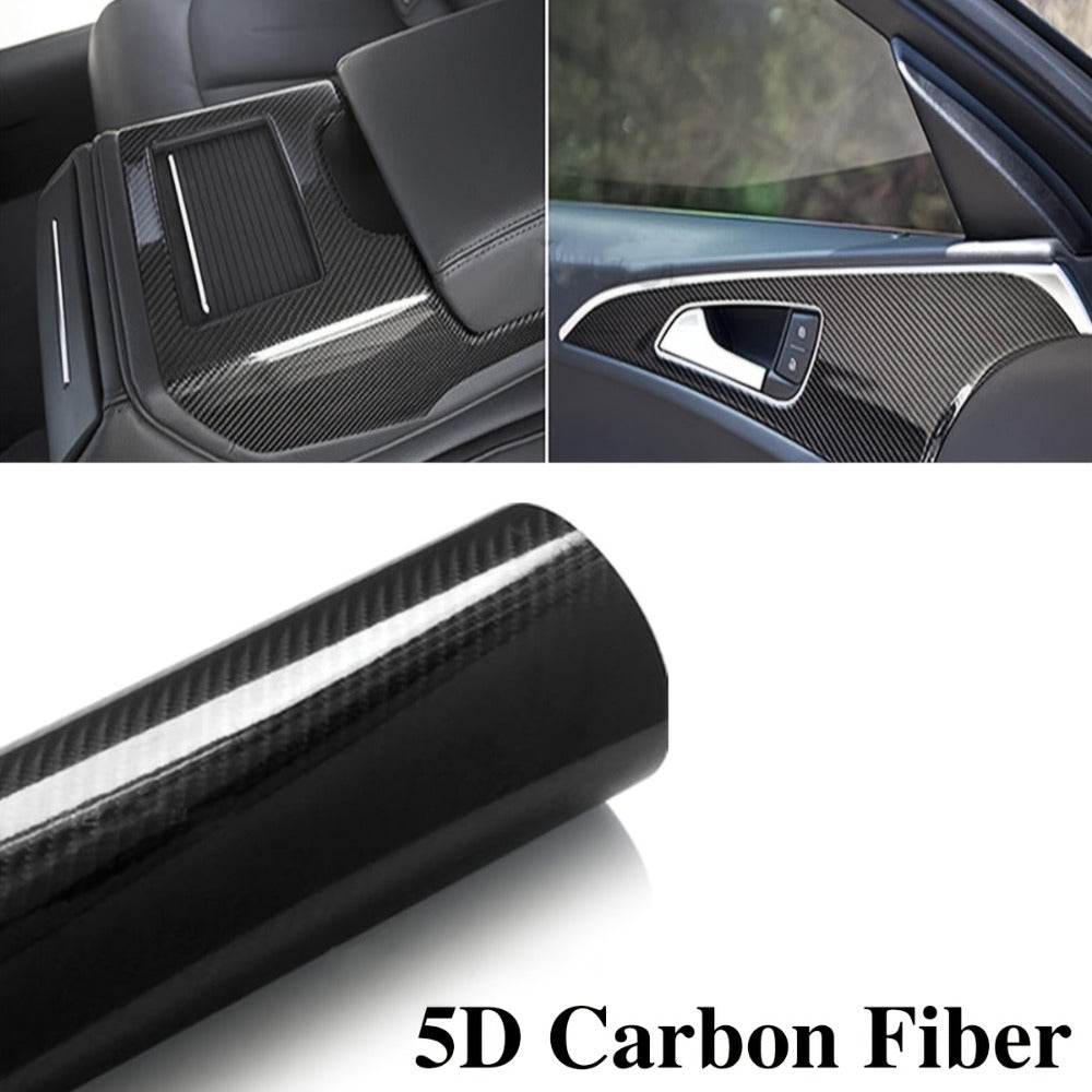 5D Carbon Fiber Vinyl Wrap 50cm x 300cm – Self-Adhesive Car Interior Decor Film, UV Protection, Scratch-Resistant, Dashboard Trim Sticker