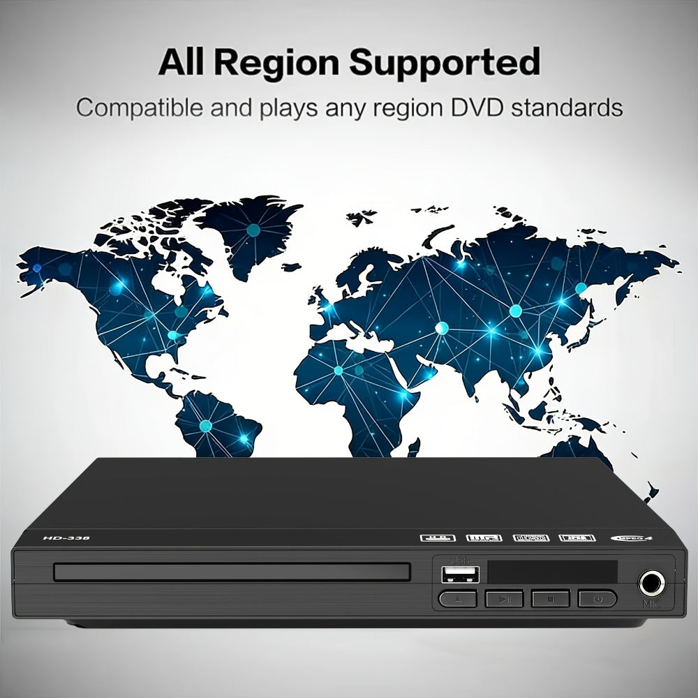 Black HDMI DVD Player with USB Port, HDMI and RCA Outputs, Remote Control and Both Cables Included