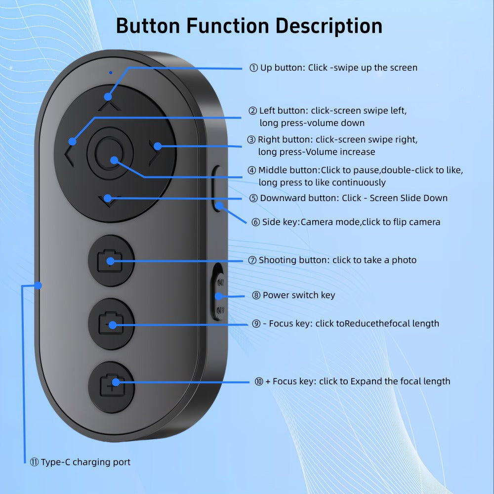 Bluetooth Scrolling Remote Control for TikTok, Page Turner for Kindle App & E-Books, Camera Shutter Clicker