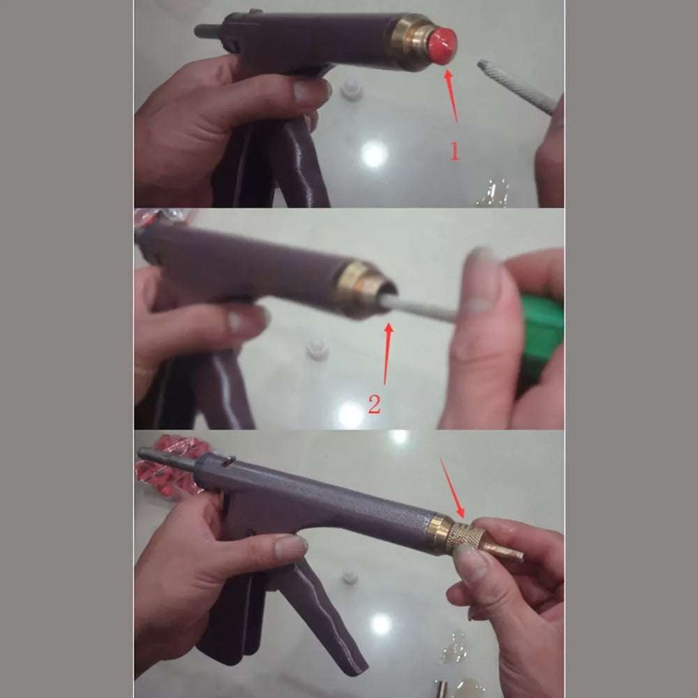 Tubeless Tire Repair Gun Kit with Mushroom Plug & Probe Nozzle, Spring-Loaded Puncture Fix Tool for Cars Trucks SUVs Travel Trailers & Fifth