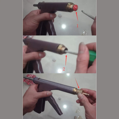 Tubeless Tire Repair Gun Kit with Mushroom Plug & Probe Nozzle, Spring-Loaded Puncture Fix Tool for Cars Trucks SUVs Travel Trailers & Fifth