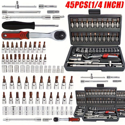 Emergency Vehicle Repair Tool Kit 45 to 171-Piece – Multi-Function Combination Wrench Set for Car, Bicycle & Motorcycle Outdoor Maintenance