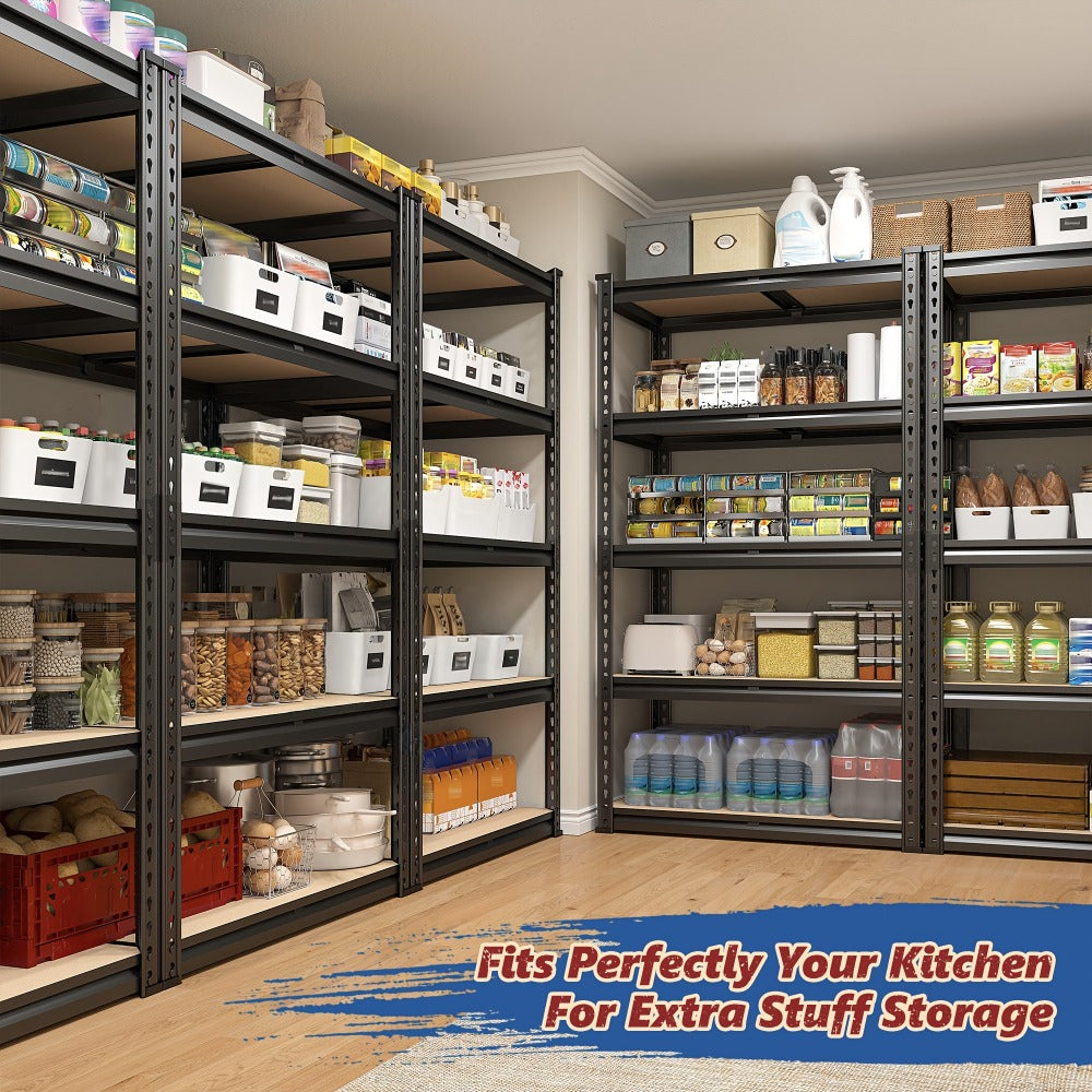 5-Tier Garage Shelving Unit, Metal & Wood Storage Shelves, Adjustable Utility Rack for Garage, Basement