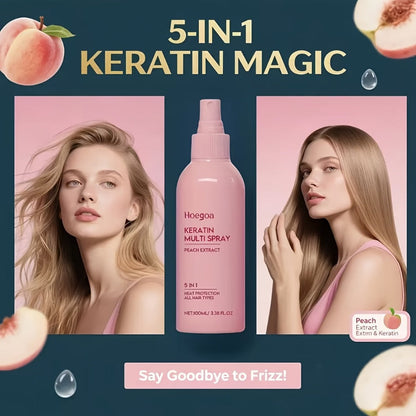 Leave-In Conditioner Spray 2 Pack, Fruity Peach Scent No-Rinse Hair Spray with Heat Protection, Fluffy Styling