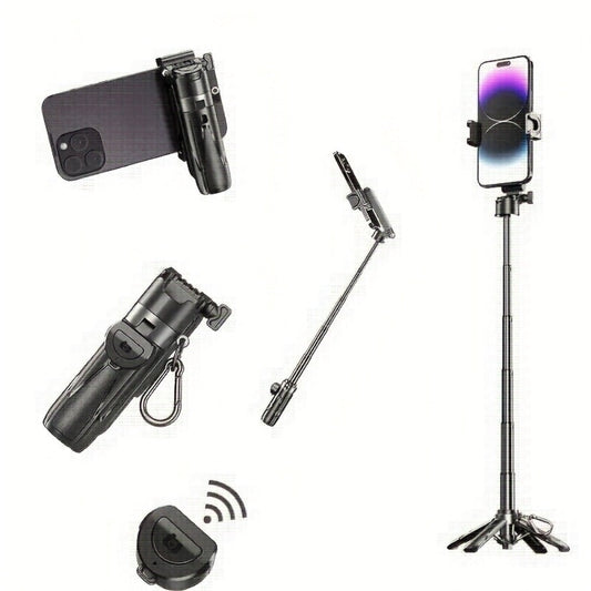 16-Inch Selfie Stick Tripod with One-Click Folding Grip, Rotating Clamp, Remote and Two Colors