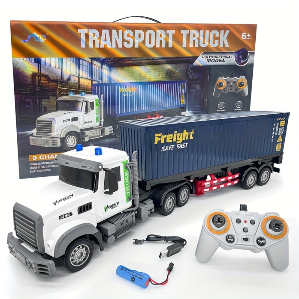 RC Container Semi Truck 1:24 Scale 23.6-Inch Extra Large, 2.4G 100ft Range, Load Cargo, USB Rechargeable